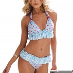 Susupeng Women’s Halter Floral Print Striped Ruffles Backless Two Piece Bikini Bathing Suit Swimwear Blue B07DB7XY4W